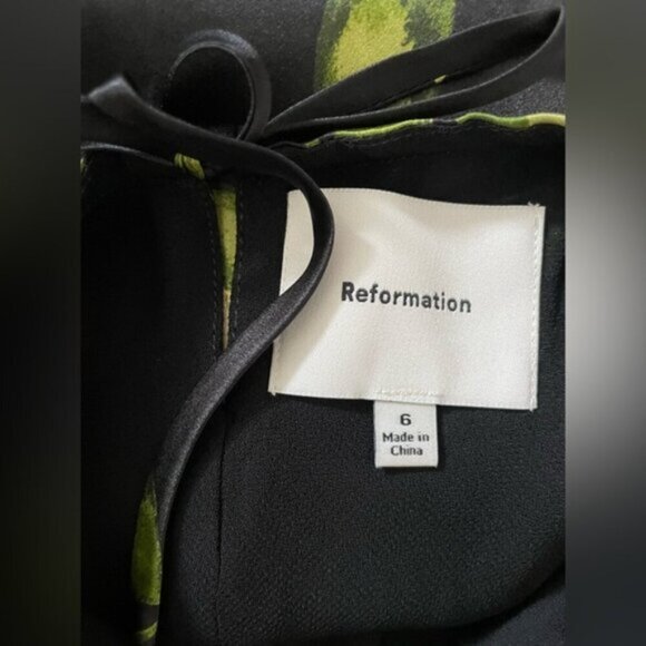 NEW Reformation Anaiis Silk Long Black Floral Backless Dress Mood for Love US 6 - Picture 8 of 16